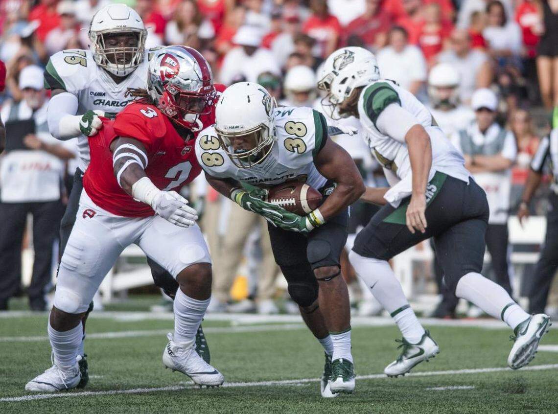The quick rise of Charlotte running back Aaron McAllister (38) could give the 49ers a much-needed 1-2 punch at the tailback spot. McAllister, stepping in Saturday for injured Benny LeMay, ran for 157 yards and two touchdowns, including a school-record 89-yarder.
