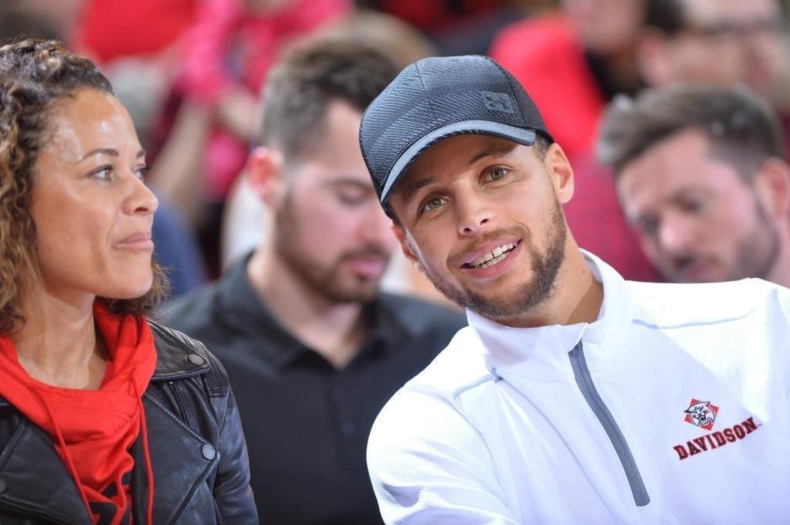 Two-time NBA Most Valuable Player Stephen Curry is still deeply tied to Davidson. He attended a home game (sitting here with his mother, Sonya) in December.