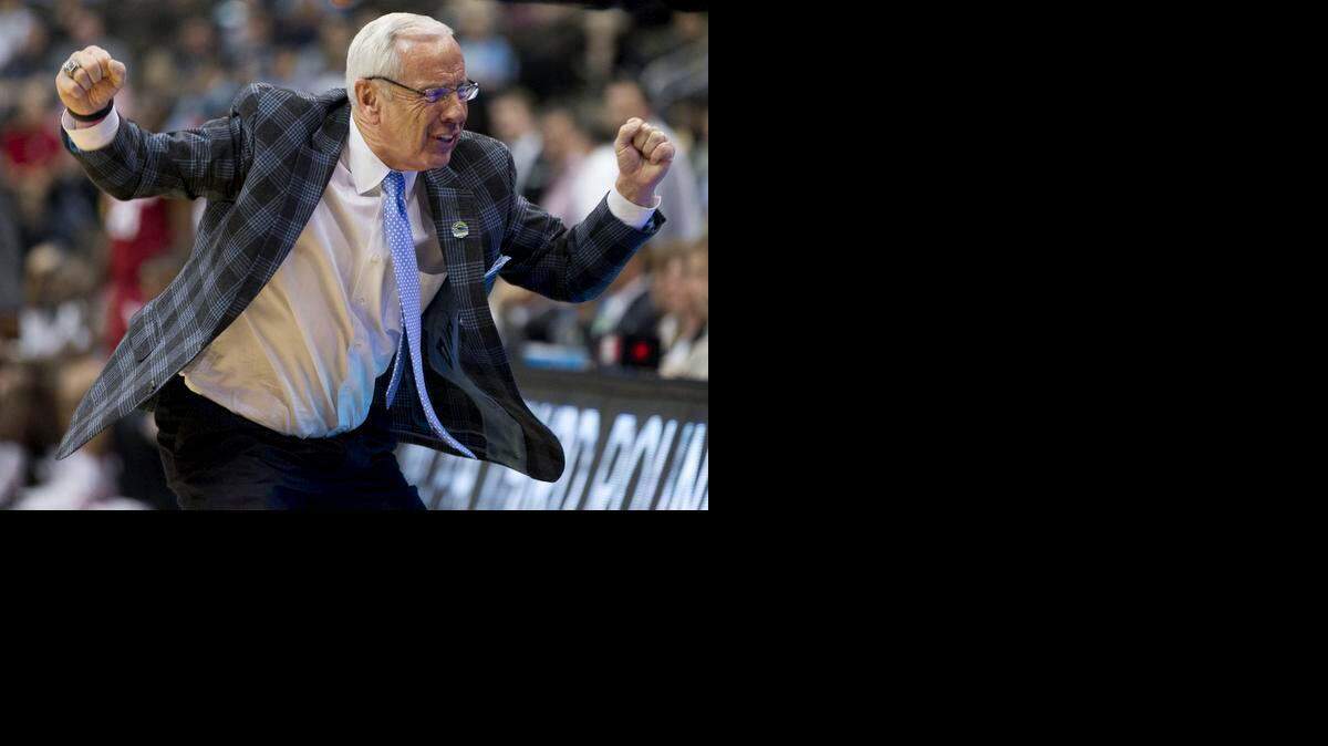 
North Carolina coach Roy Williams reacts to a turnover by his team during the second half against Arkansas in the third round of the NCAA Tournament on Saturday, March 21, 2015 at the Jacksonville Veterans Memorial Arena in Jacksonville, Fla.
