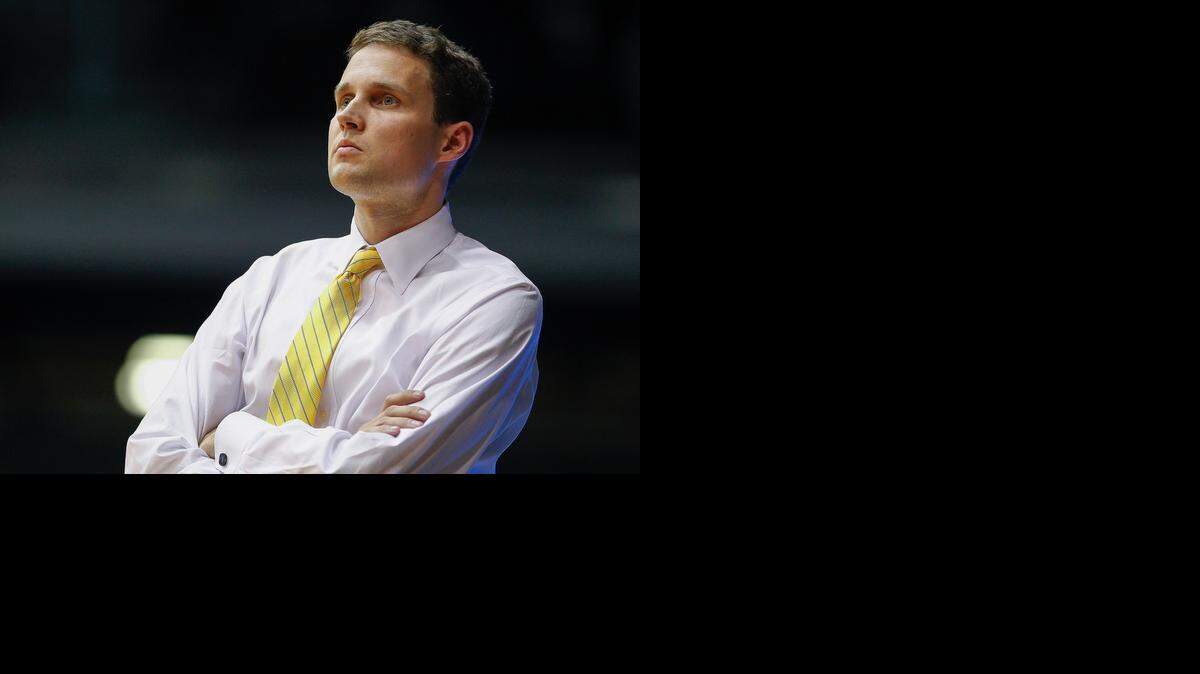 
Head coach Will Wade of the Chattanooga Mocs watches a game against the Butler Bulldogs at Hinkle Fieldhouse on Nov. 18 in Indianapolis. 
