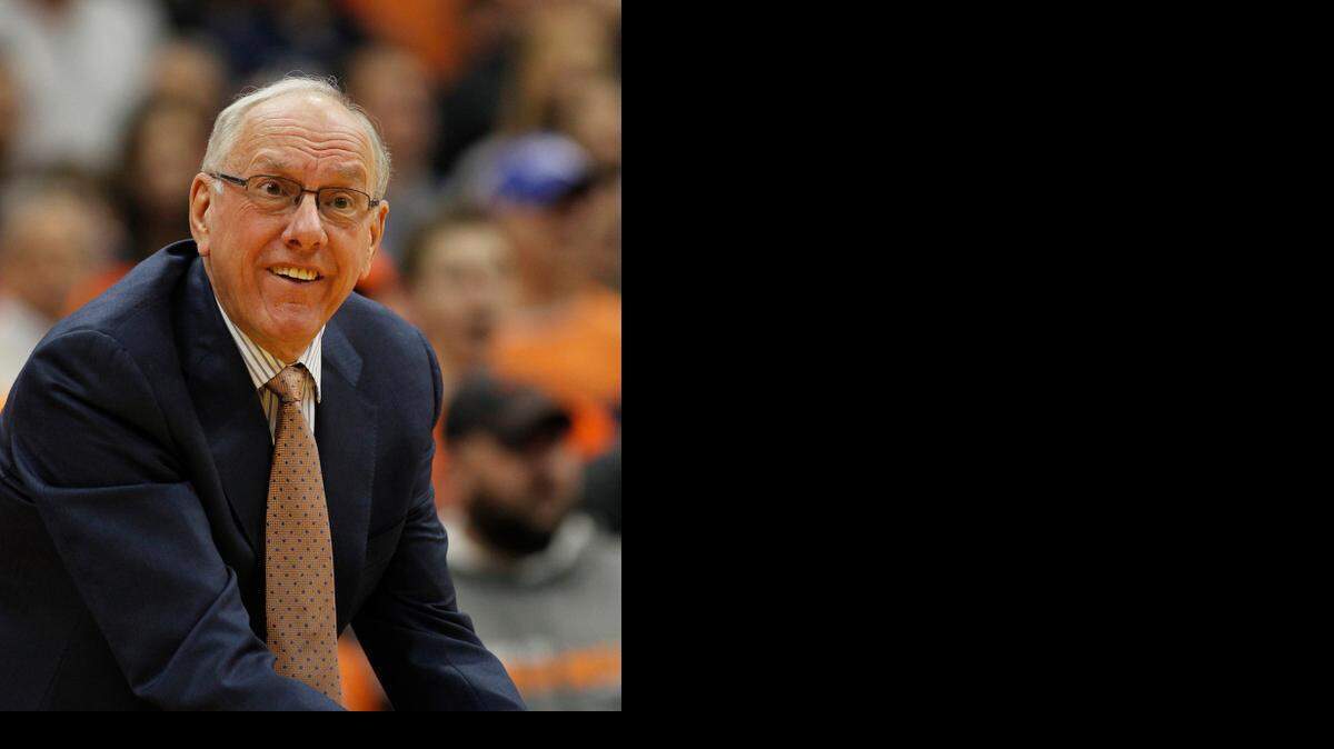 
Syracuse head coach Jim Boeheim pleads with a referee about a call in the second half of an NCAA college basketball game against Louisville in Syracuse, N.Y., Wednesday, Feb. 18, 2015. Syracuse won 69-59. 
