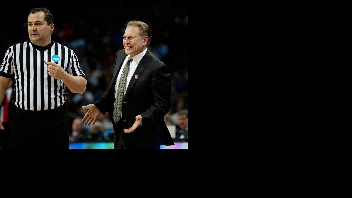 
Michigan State head coach Tom Izzo questions an official’s call during the Spartans’ victory over the Georgia Bulldogs on Friday at Time Warner Cable Arena in Charlotte.
