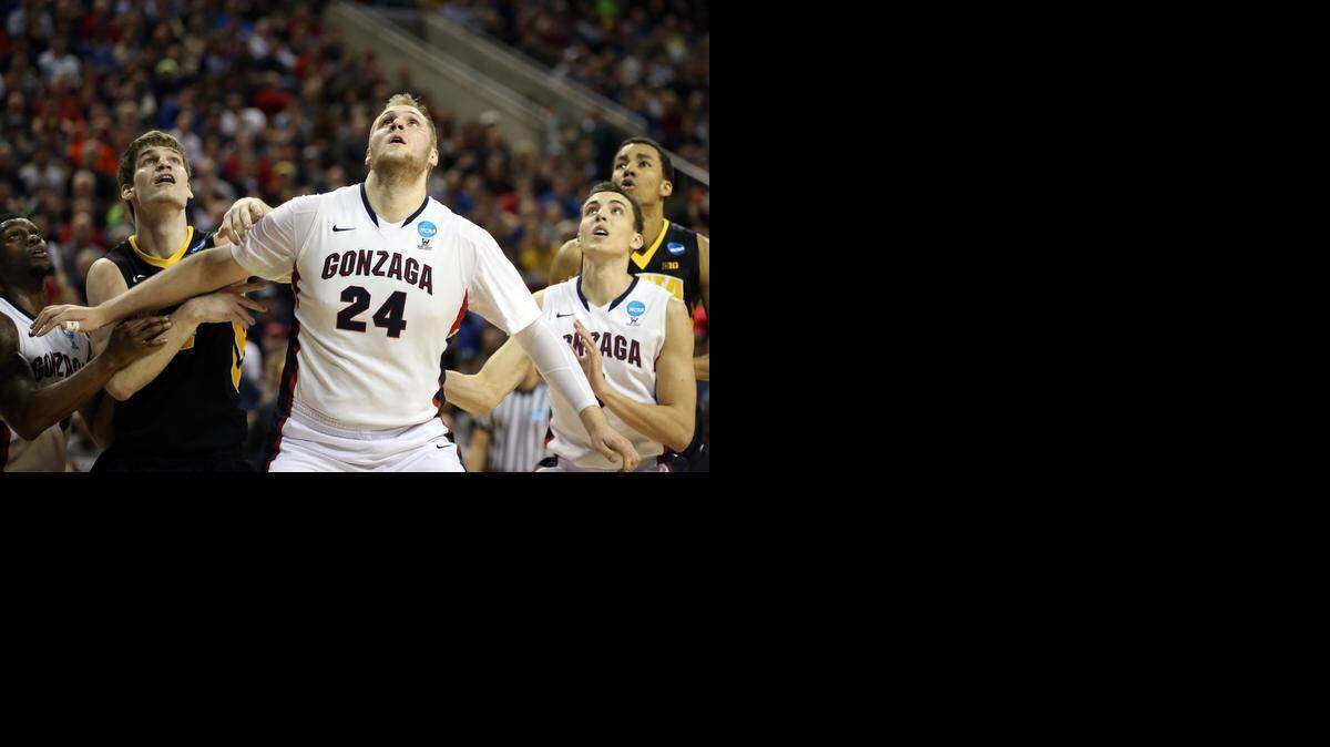 
Gonzaga’s Przemek Karnowski  looks for the ball against the Iowa Hawkeyes during the third round of the 2015 NCAA Men's Basketball Tournament at KeyArena on March 22, 2015 in Seattle, Wash.
