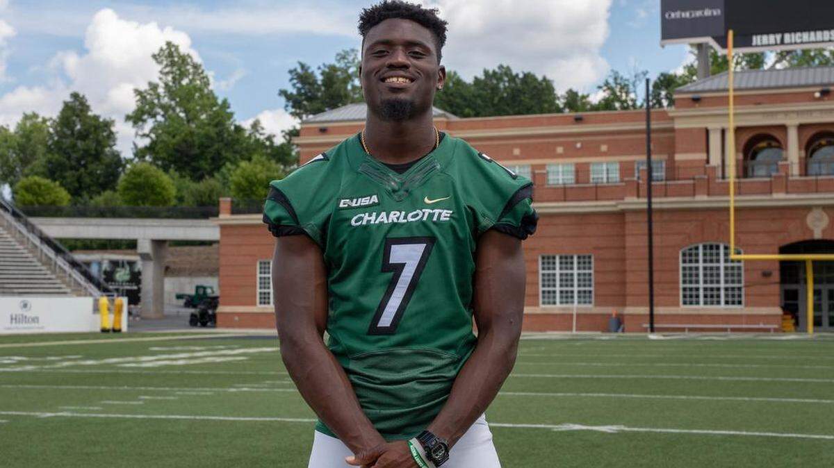 Charlotte 49ers senior Hasaan Klugh, shown Saturday during media day at Richardson Stadium, is one of three quarterbacks competing for the starting job.