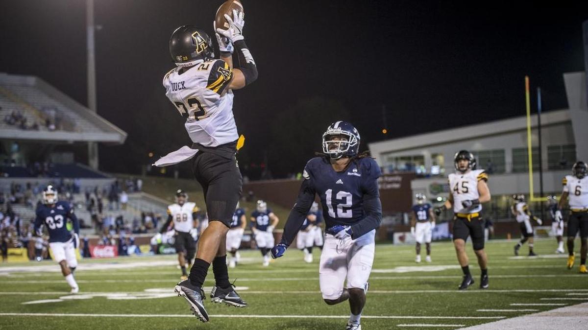 Appalachian State’s Clifton Duck (22), who had five interceptions last season as a freshman, could be a fourth-year starter in 2019, when the Mountaineers visit North Carolina.