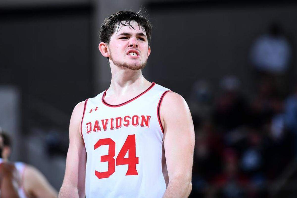 Davidson's Luke Frampton reacts after making one of his eight 3-pointers against Richmond on Jan. 19.