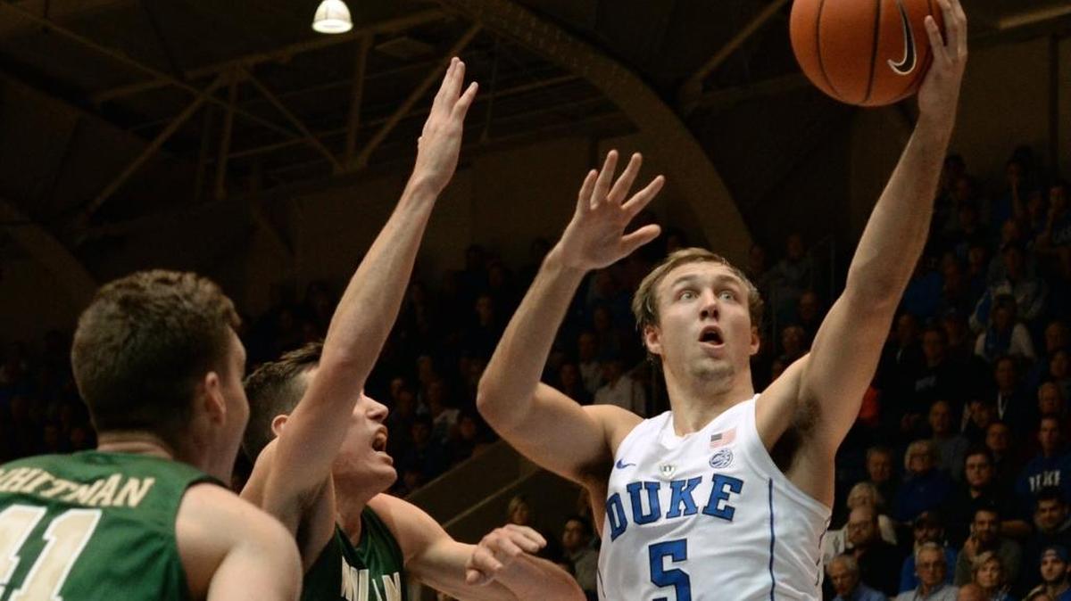 Duke guard Luke Kennard (right) averages 20.2 points to lead the Blue Devils, who will play host to Miami in ACC men’s basketball on Saturuday.