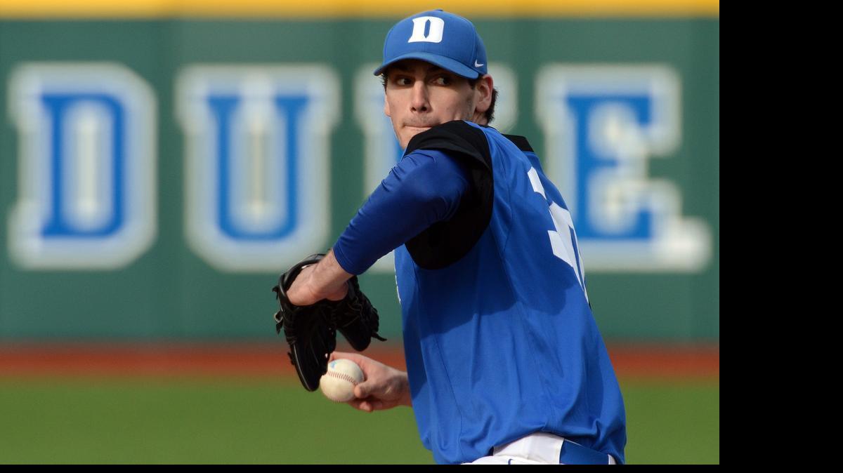
Duke's hard-throwing ace, Michael Matuella, projected as a possible No. 1 overall pick in the June draft pitches during a recent scrimmage at Jack Combs Field on the Duke University campus Friday, February 6, 2015. 
