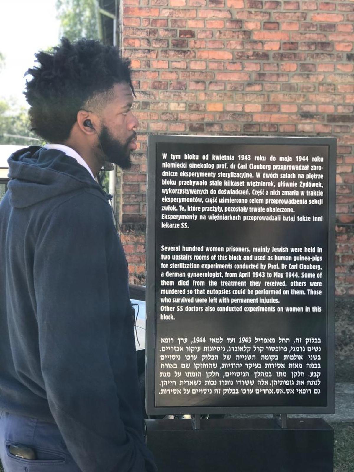 KiShawn Pritchett and his Davidson basketball teammates visited the Auschwitz/Birkenau concentration camp in Poland recently.