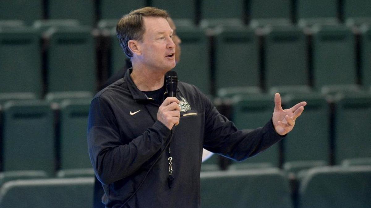 Charlotte 49ers coach Mark Price, shown on Oct. 5 during the Green-Gold scrimmage at Halton Arena, says the team is in better position entering his second season in charge.