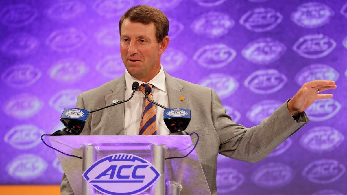 Dabo Swinney spoke with the media at the ACC Kickoff event Thursday afternoon in Charlotte.