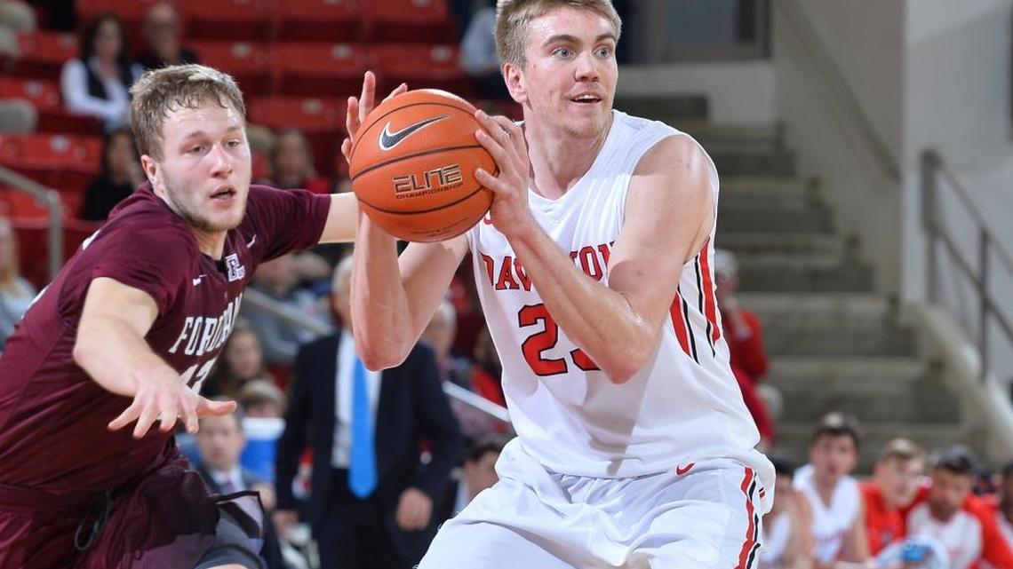 Davidson’s Peyton Aldridge (right) is a 6-foot-8, 225-pound junior. He averages 20.4 points and 7.5 rebounds.