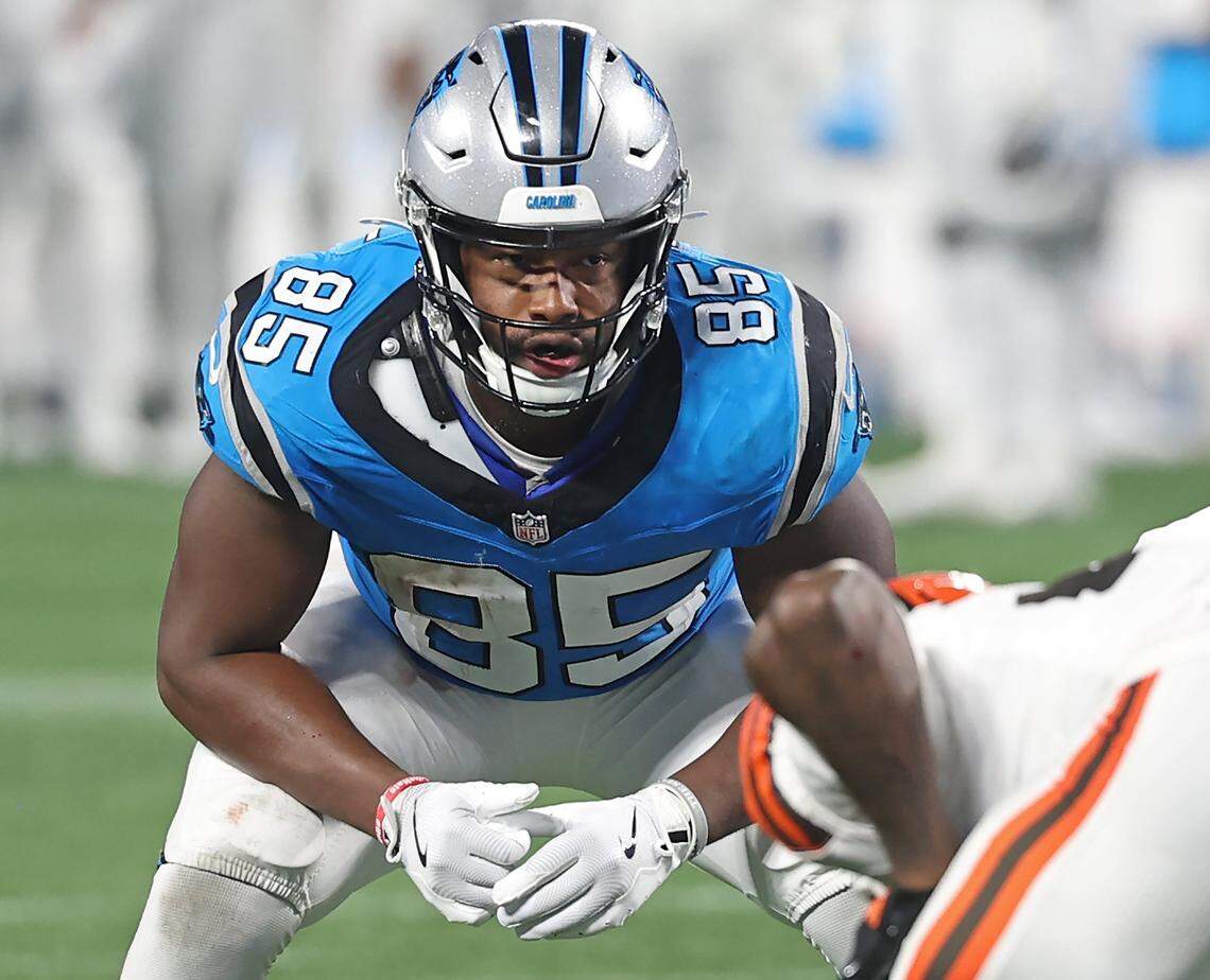 Carolina Panthers tight end James Mitchell during action against the Cleveland Browns on Friday at Bank of America Stadium.