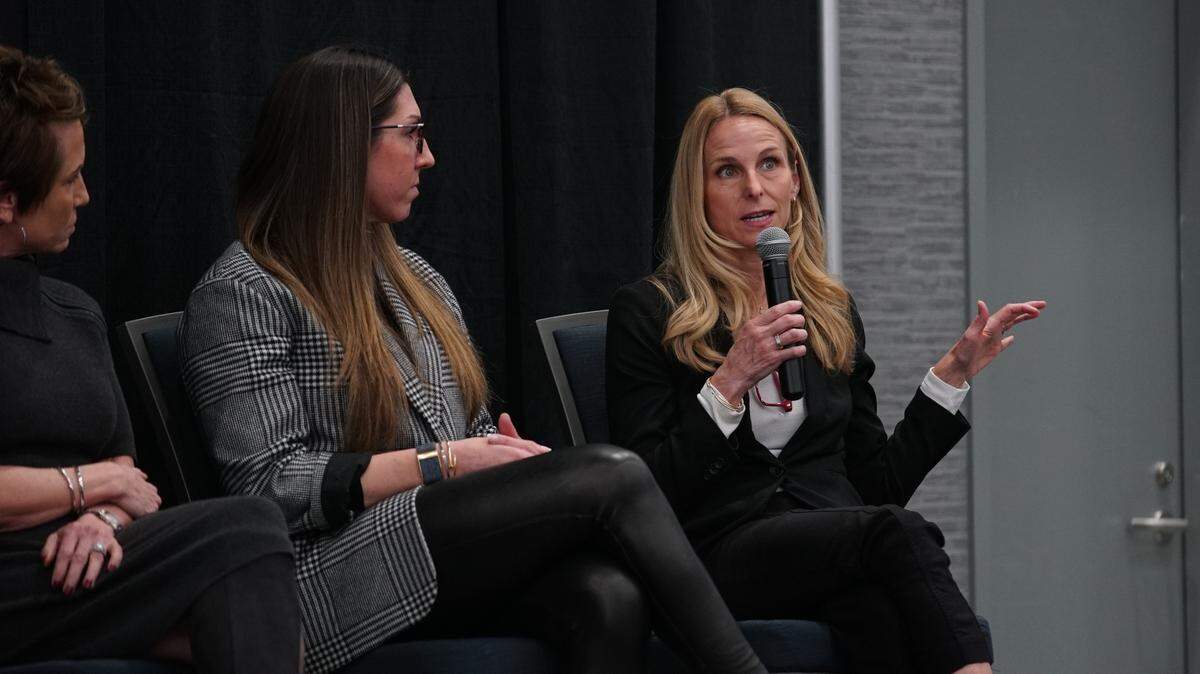 Tera Black, right, is the Chief Operating Officer of the Charlotte Checkers. When the Checkers won the Calder Cup in 2019, Black became the first woman whose name was etched on the American Hockey League’s ultimate prize.