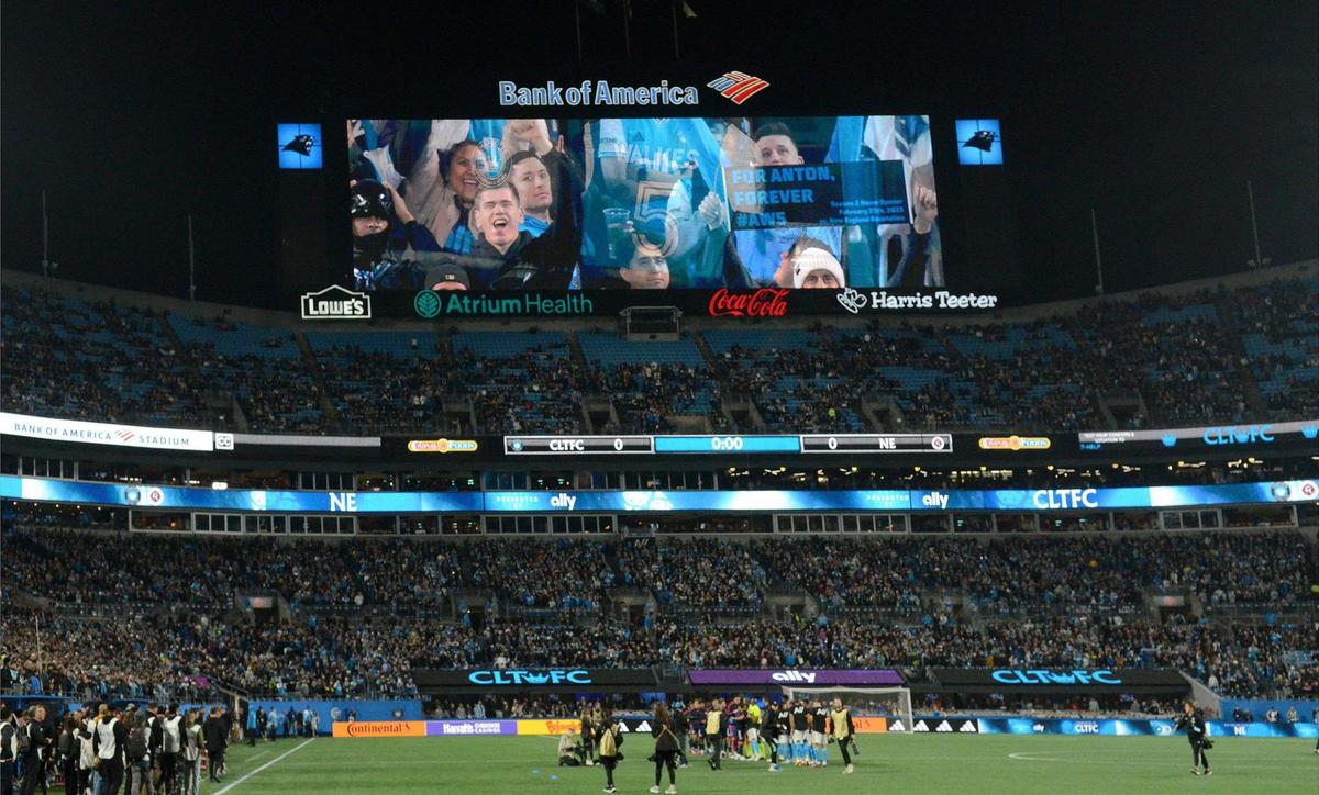 Charlotte FC and their fans honored deceased teammate Anton Walkes prior to the start of the game Saturday night. Charlotte FC faced off against the New England Revolution in the season opener at Bank of America Stadium during a Saturday evening game on Feb. 25, 2023. The New England Revolution won the match 1-0.