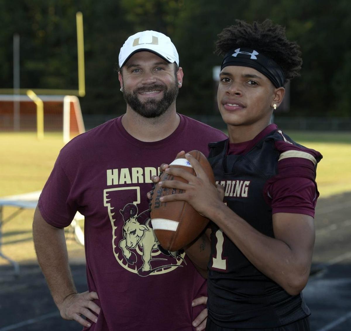 Harding coach Sam Greiner and quarterback Braheam Murphy helped the Rams turn around their struggling program. Murphy’s life changed when he asked his coach a simple question: “Coach, can I come live with you?”