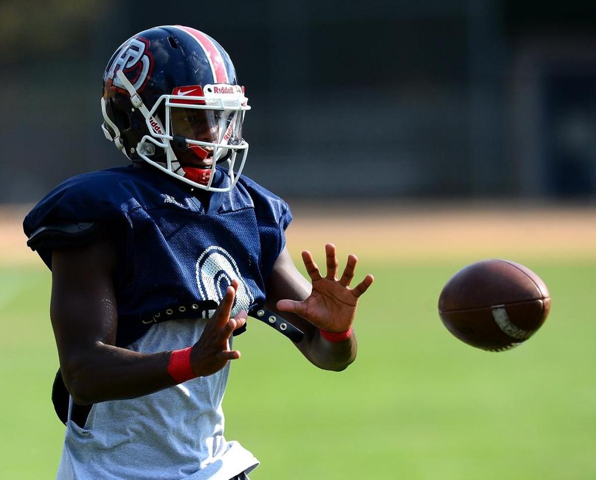 Providence Day wide receiver Porter Rooks during practice on Tuesday, September 19, 2017.