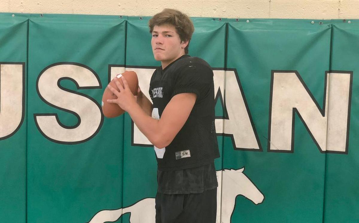 Myers Park sophomore quarterback Drake Maye played two quarters, completing 13-of-16 passes, including nine in a row, in the Mustangs’ 56-6 win against South Mecklenburg.