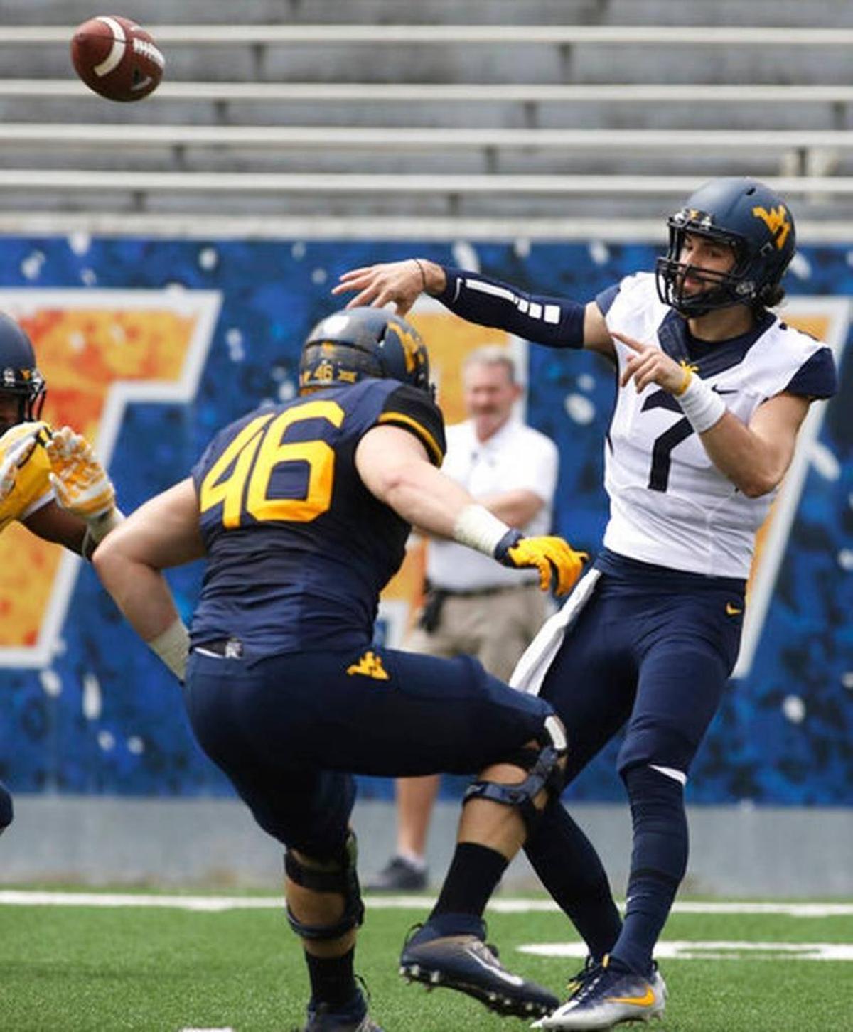 West Virginia quarterback Will Grier played in a spring game for West Virginia in April.