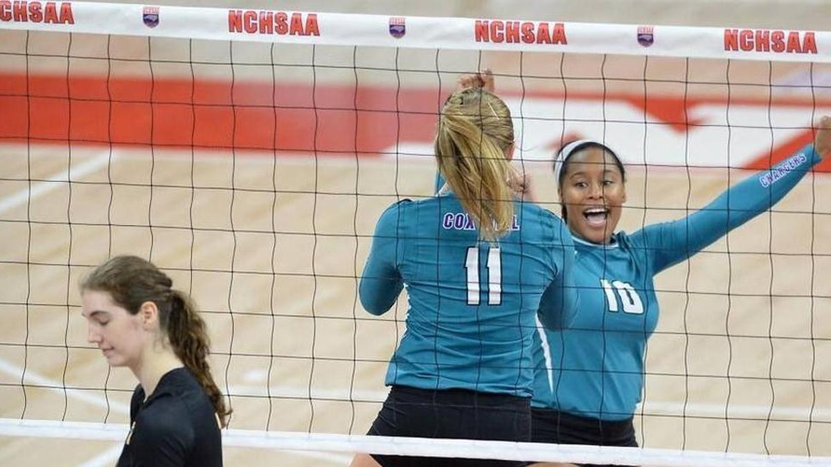 Cox Mill won its first round NCHSAA 3A volleyball playoff match Saturday. The reigning 3A state champs will play a second round match Tuesday