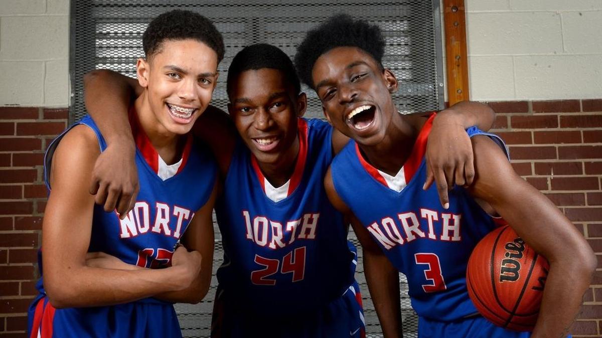 North Meck High's Tristan Maxwell, from left, Jae'Lyn Withers and Vaud Worthy are returning college prospects with designs on a 4A state title.