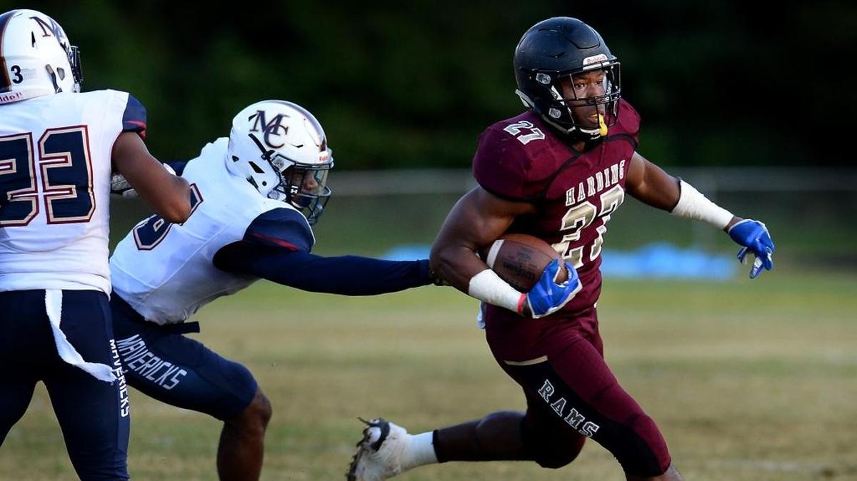 Harding University running back Quavaris Crouch, right, and the Rams are in the top 10 of this week’s Associated Press N.C. media poll