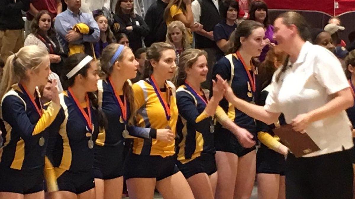 South Iredell celebrates its NCHSAA 3A volleyball title Saturday