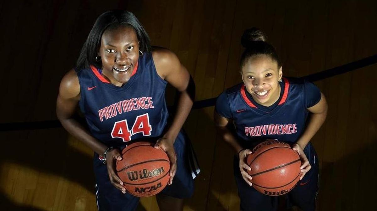 Providence Day girls basketball players Janelle Bailey and Kennedy Boyd