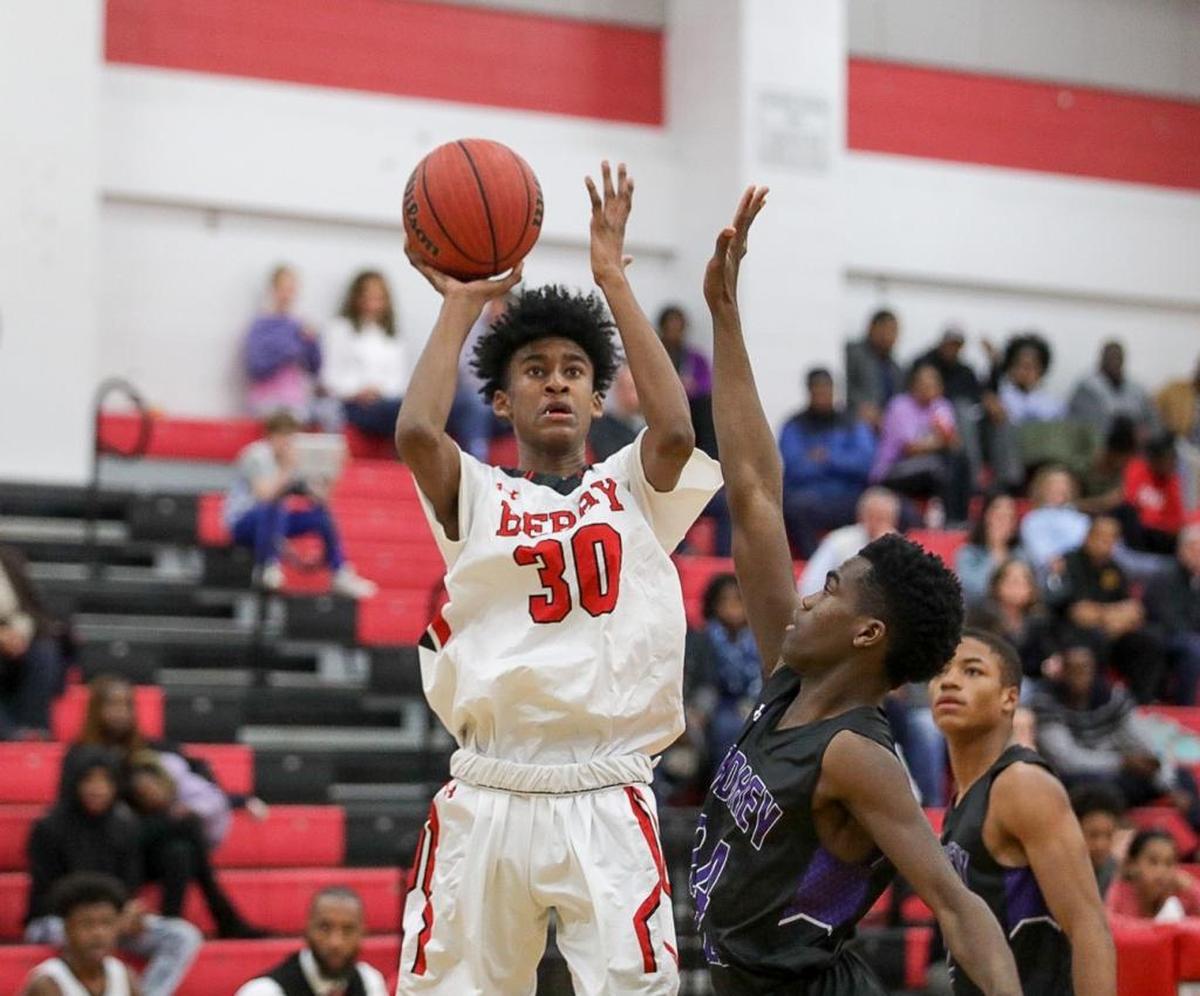 Berry's Anjay Cortez pulls up for two points during Friday’s game against Ardrey Kell.