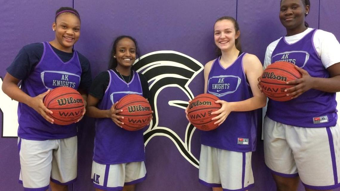 Some key Ardrey Kell girls basketball players: Left to Right: Deniyah Lutz, Journey Muhammad, Kathleen Rogers, D'Shara Booker.