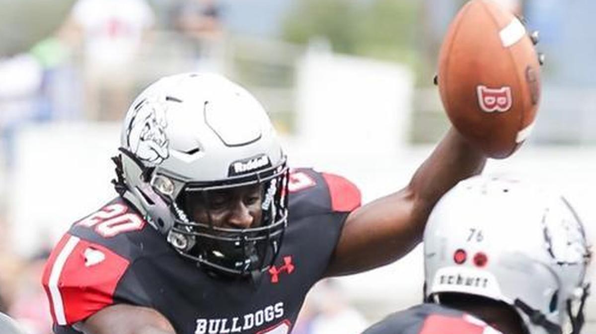 Butler running back Jamal Worthy, pictured earlier this season against Scotland County, scored four touchdowns on Wednesday in the Bulldogs’ 42-21 victory against Providence.