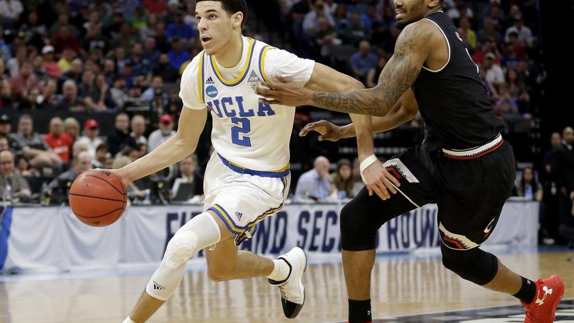 UCLA guard Lonzo Ball, left, will lead his team against Kentucky Friday night and Wildcats star shooting guard Malik Monk. Ball and Monk once met in high school, too (AP Photo/Rich Pedroncelli)