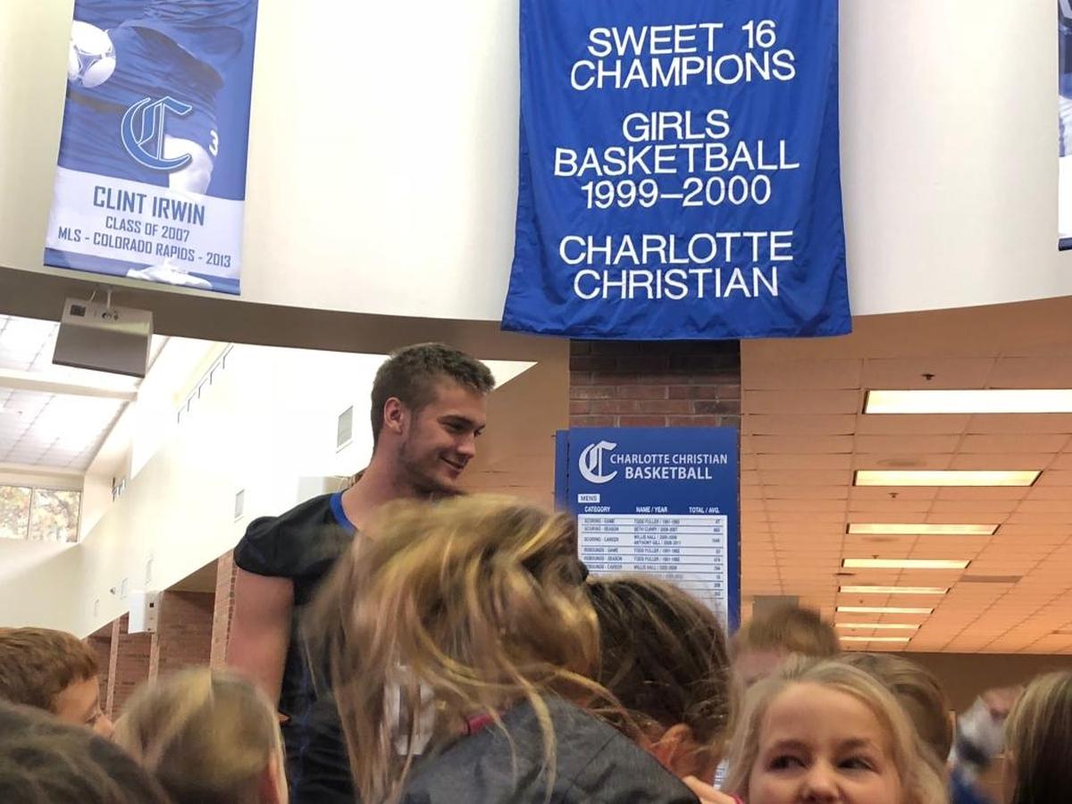 Charlotte Christian QB Garrett Shrader is the big man on campus, a 6-foot-6 junior quarterback with 13 Division I scholarship offers, including Alabama