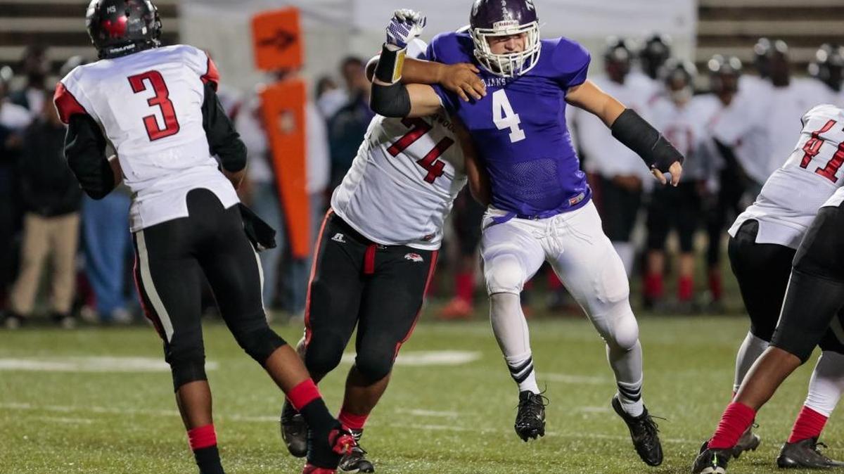 Rock Hill Northwestern’s Logan Rudolph (4), pictured last November against Westwood, recorded 15 sacks and 10 tackles for loss last season for the Trojans, who finished 14-1 last season. One of the top high school football players in South Carolina, Rudolph has committed play for Clemson.