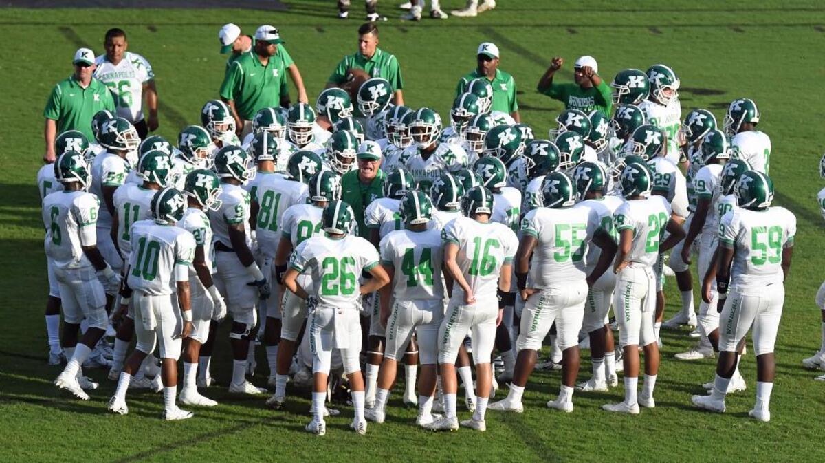 Kannapolis A.L. Brown head coach Mike Newsome (center) returns 31 lettermen this season. The Wonders are among state championship favorites in 2018.