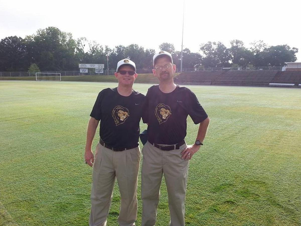 Shelby High volunteers Bob (left) and Jim Sherman are brothers who began keeping stats for Shelby High’s football team in 1981.