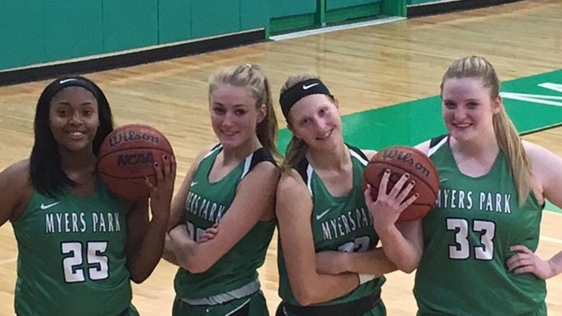 Members of the Myers Park girls basketball team, which returns to the Observer Sweet 16 poll this week