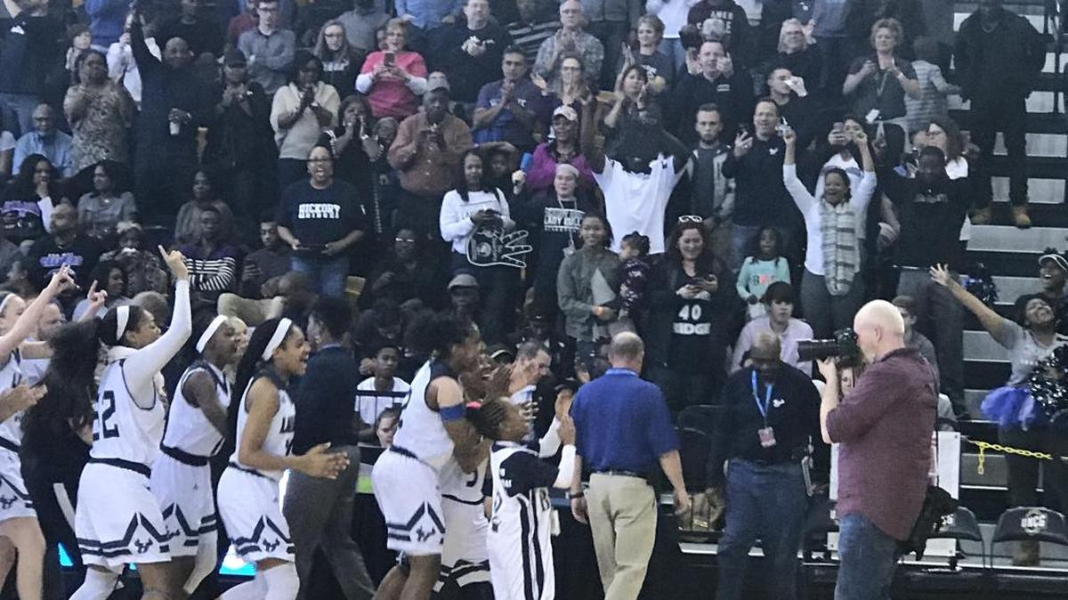 Hickory Ridge’s girls, seen celebrating last week’s N.C. 3A Western Regional win, will play in Saturday’s state final