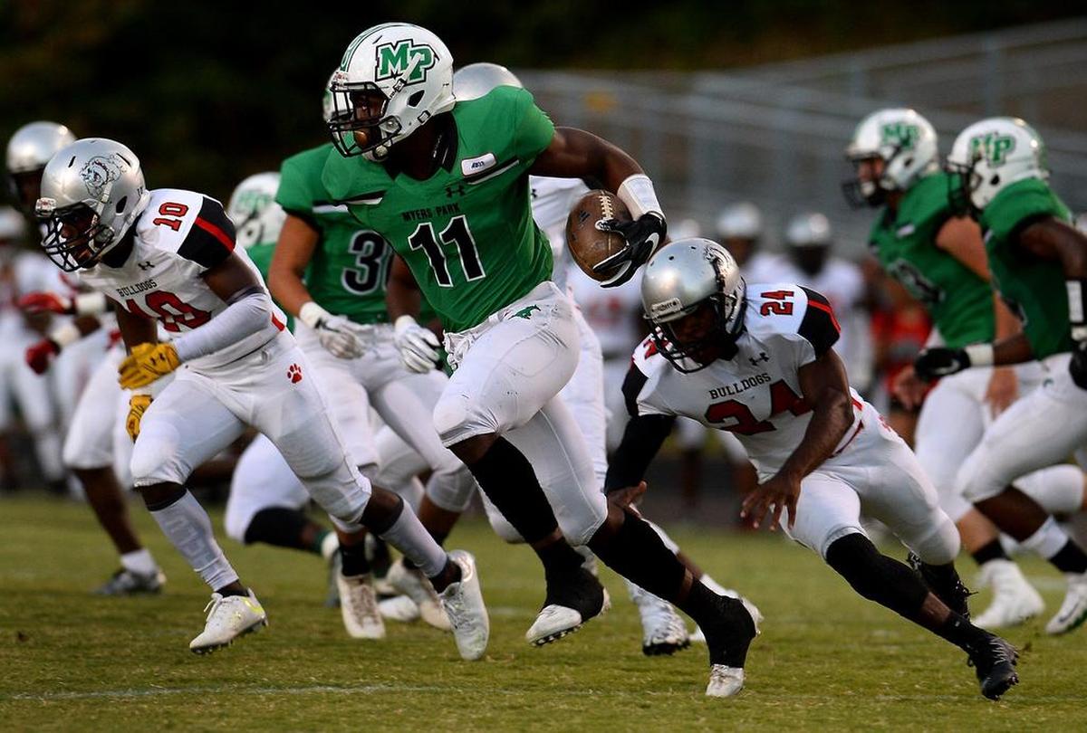Myers Park wide receiver Elijah Bowick had a huge game Friday in a 55-14 win over rival Providence. Bowick has committed to Virginia Tech.