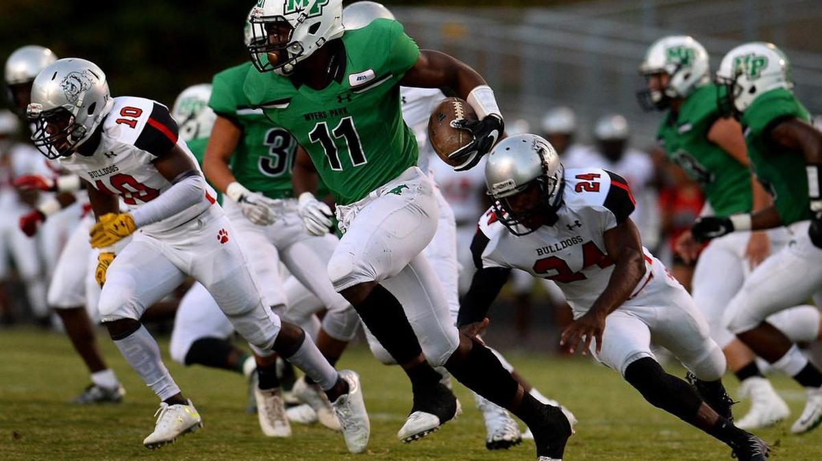Myers Park wide receiver Elijah Bowick had a huge game Friday in a 55-14 win over rival Providence. Bowick has committed to Virginia Tech.