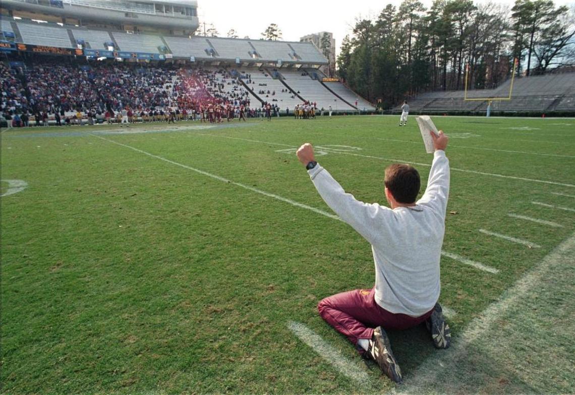 Coach Tom Knotts won his first state football championship while he was at West Charlotte in 1995. His Lions had lost in the finals in 1991 and ’93. This was the first of his nine state titles.