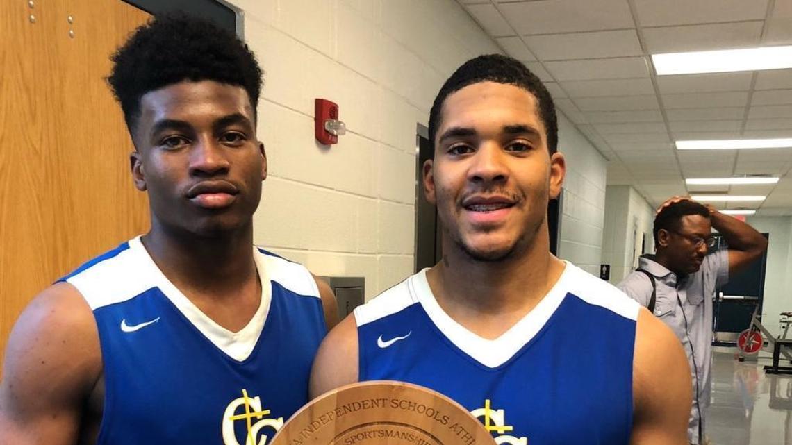 Carmel Christian state champions Donovan Gregory (left) and Myles Pierre were named to the N.C. Independent Schools 2A all-state team Monday
