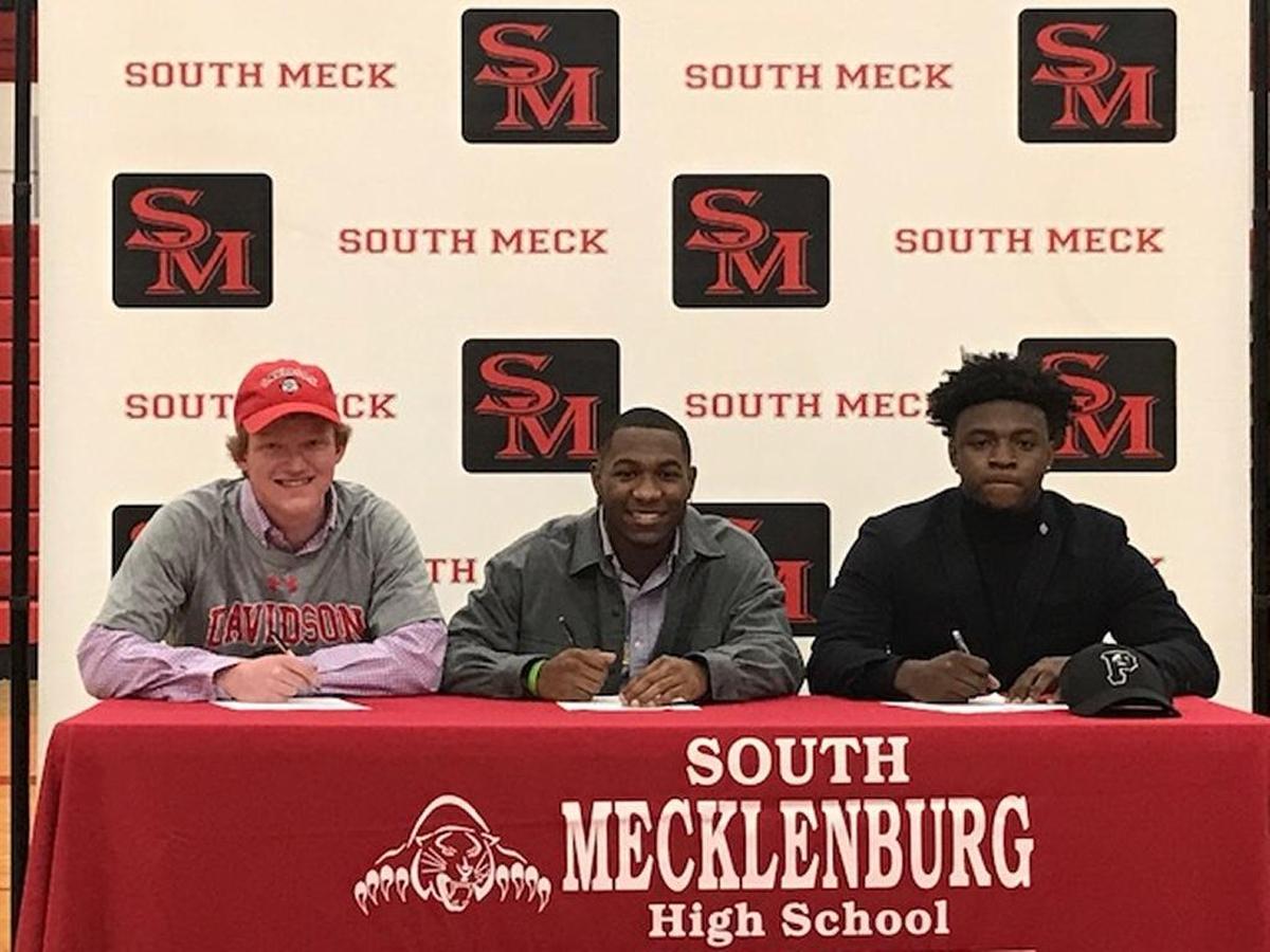 South Meck’s three college football signing on National Signing Day: Paxton Williamson – Football – Davidson College; Jordan McKinney – Football – Livingstone College; and DeAngelo Blair-Young – Football – UNC Pembroke