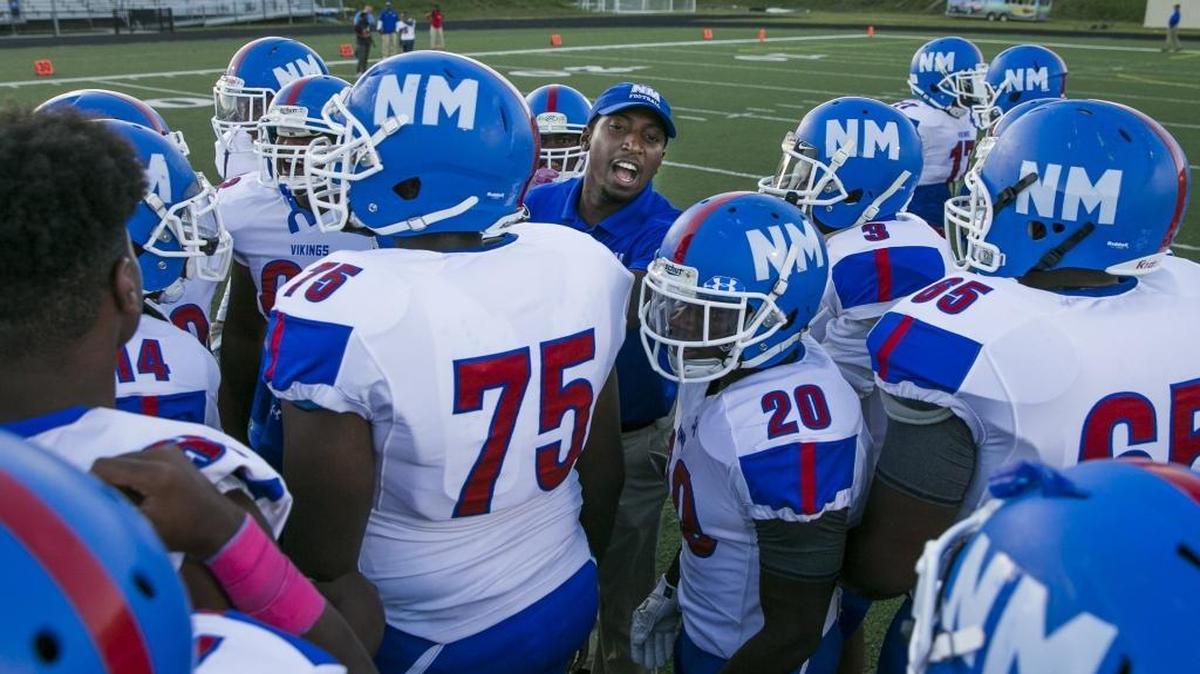 North Meck head coach Eric Morman and his Vikings play rival Hopewell Friday