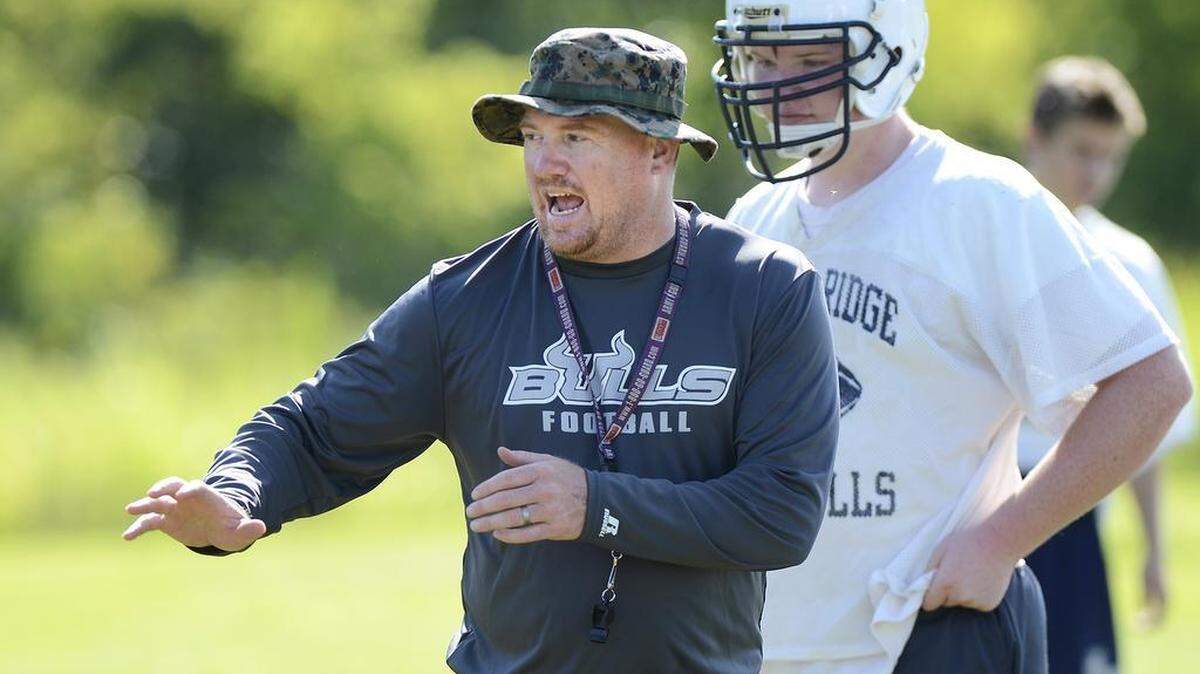 
Marty Paxton is in his ninth year as head coach of the Hickory Ridge High School football team. They return a wealth of starters from a 10-3 team in 2014. The Ragin' Bulls are No. 14 in the Sweet 16 Hickory Ridge held practice Saturday, Aug. 1, 2015. 

