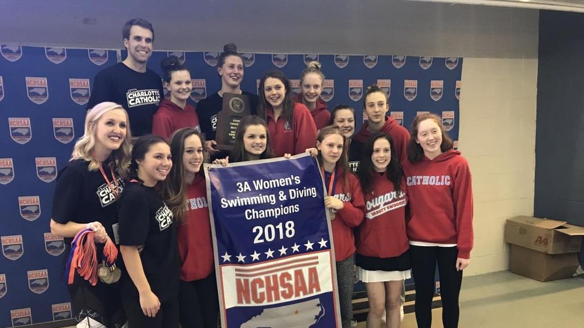 Charlotte Catholic girls won the NCHSAA 3A swim title Thursday