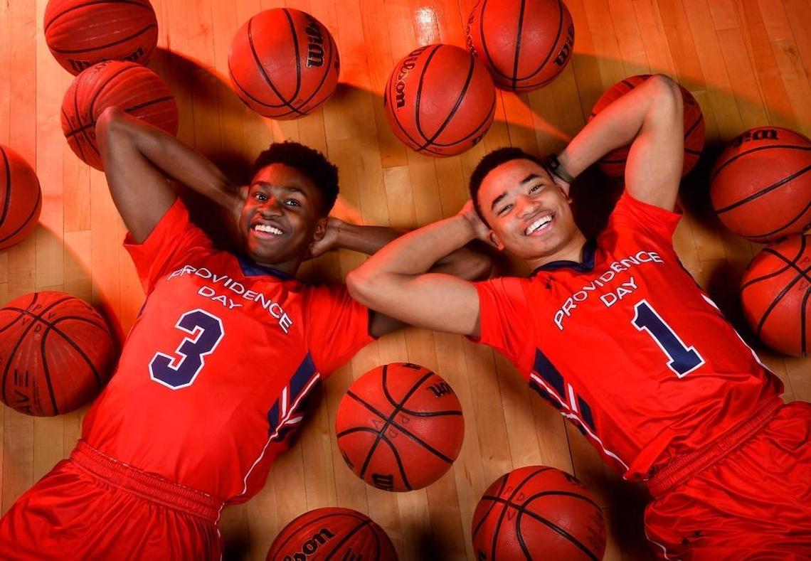 Providence Day seniors Trey Wertz, left and Devon Dotson, right, combined for 62 points in a win Saturday at the Big Apple Invitational in New York