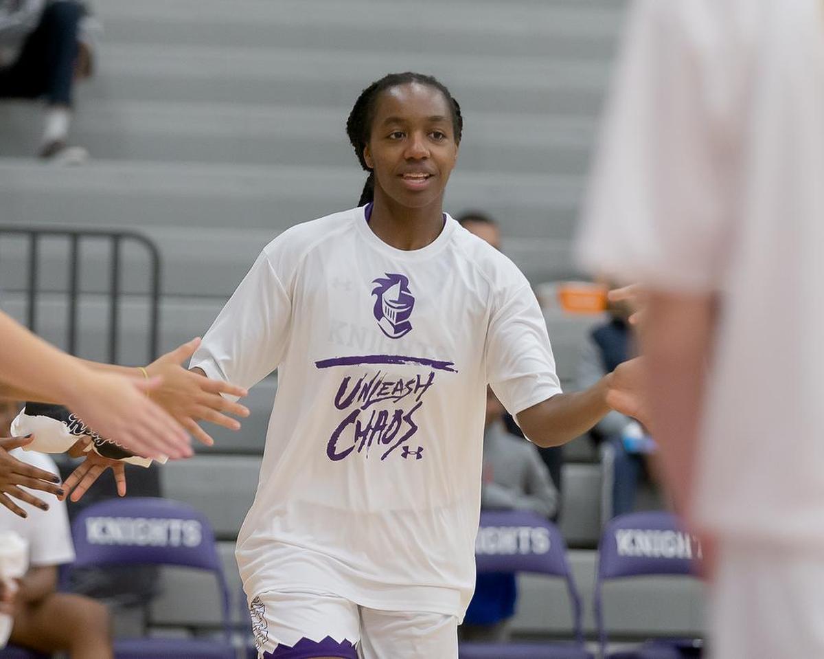 Ardrey Kell’s Nia Griffin is announced into the starting line up before Tuesday’s game with Hough on Nov. 27, 2018.