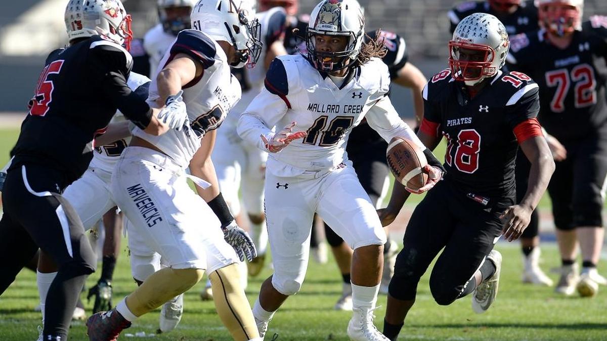 Mallard Creek Mavericks linebacker Larry Matkins, a Colorado State recruit, has helped the Mavericks to a No. 1 ranking in the Observer Sweet 16 and AP N.C. 4A polls. Mallard Creek faces South Pointe Friday in national top 10 matchup