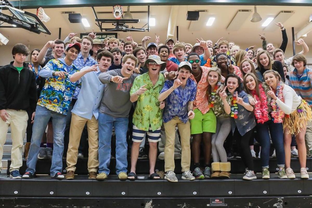 Student section at Charlotte Country Day delivered on the Hawaiian theme as they cheered on their Bucs. Charlotte Country Day would host Charlotte Christian January 9, 2018.